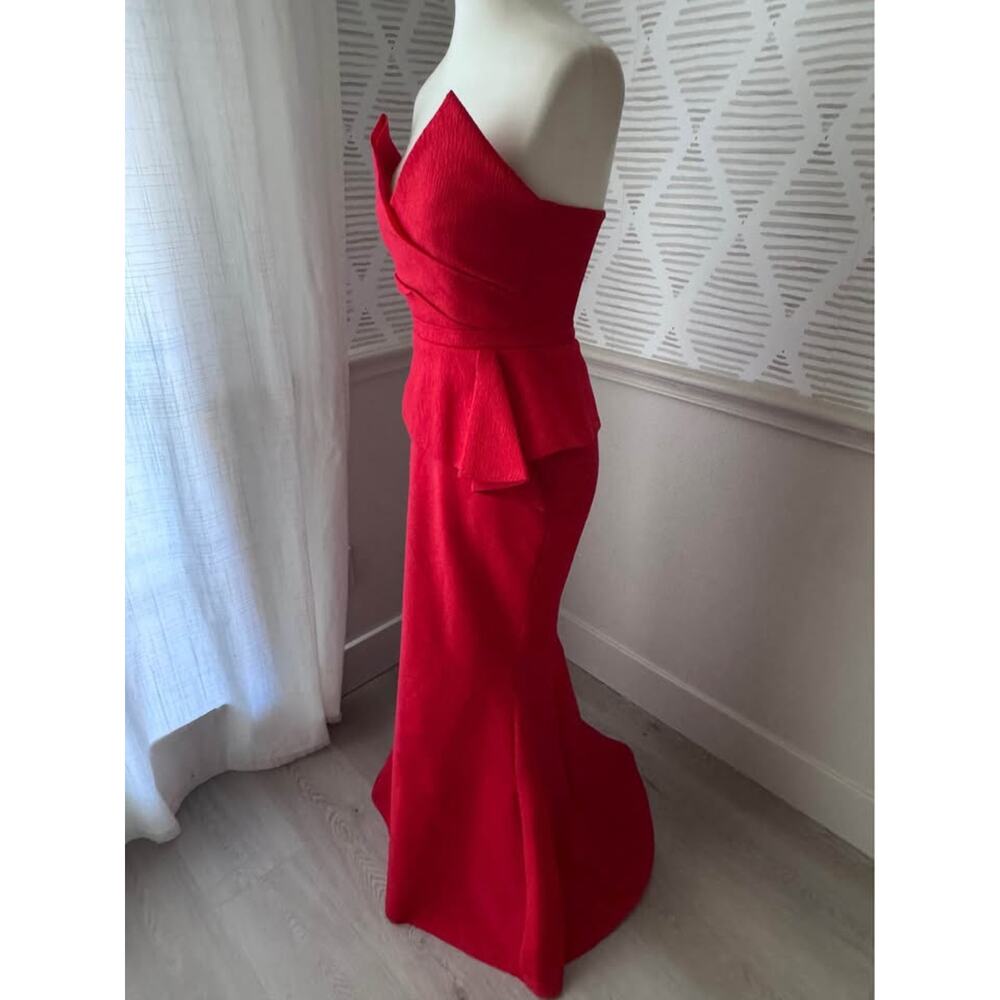 BCBGMaxAzria Women’s Size 4 Gracie Red Strapless Peplum Red Formal Gown Dress - Picture 5 of 10